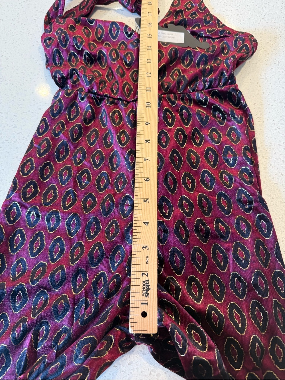 Motel Rocks Moody Maroon Burgundy Metallic Halter Wide Leg Jumpsuit  70s Party - Picture 13 of 14